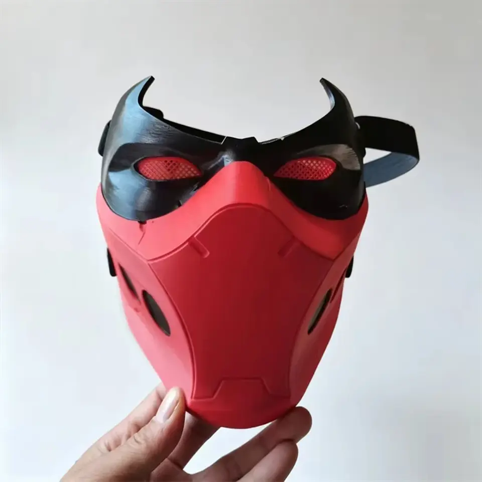 Máscara de Red Hood Jason Todd – Medio Rostro para Halloween y Cosplay 2