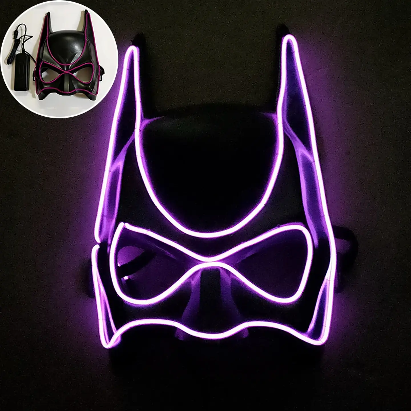 Máscara LED de Superhéroe con Efecto Neón para Halloween y Cosplay 1