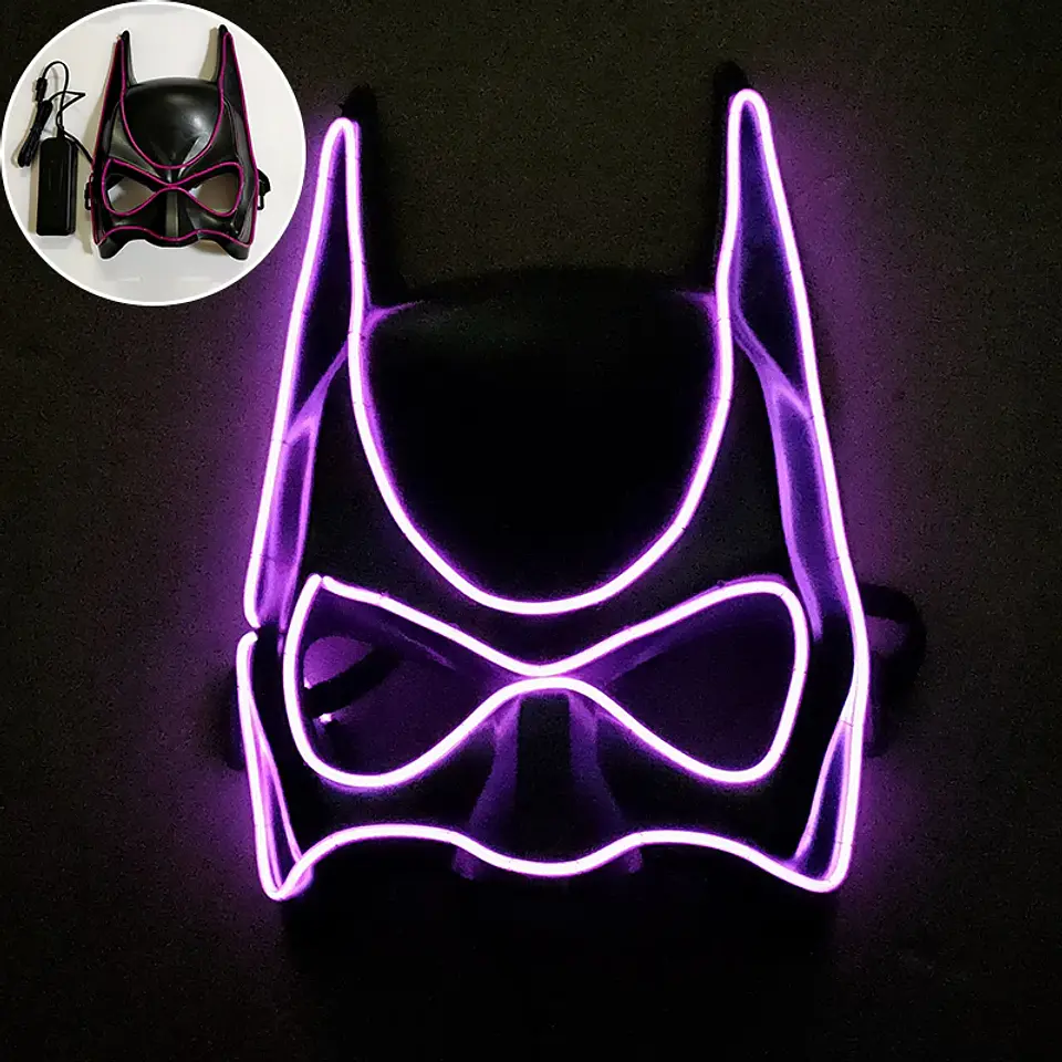 Máscara LED de Superhéroe con Efecto Neón para Halloween y Cosplay 1