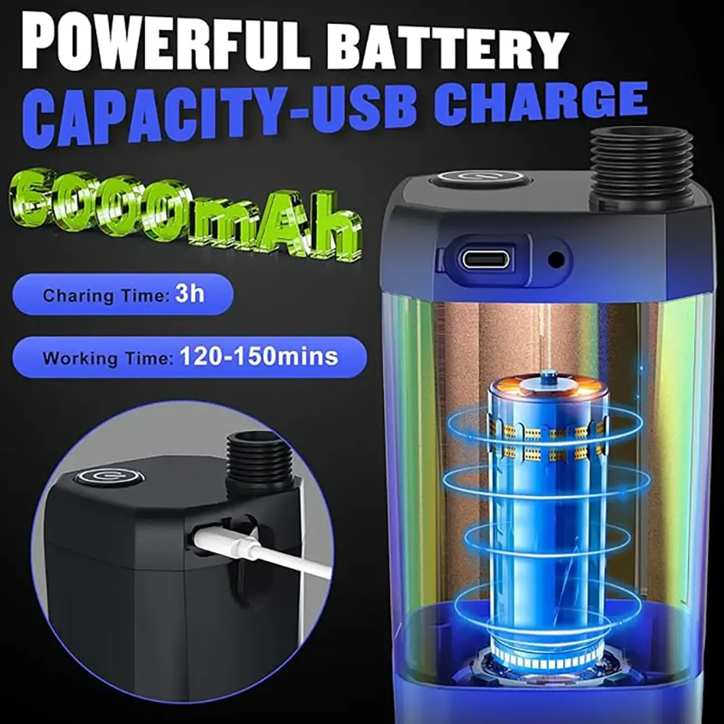 Ducha Portátil Recargable para Camping 6000 mAh con Pantalla LED 2