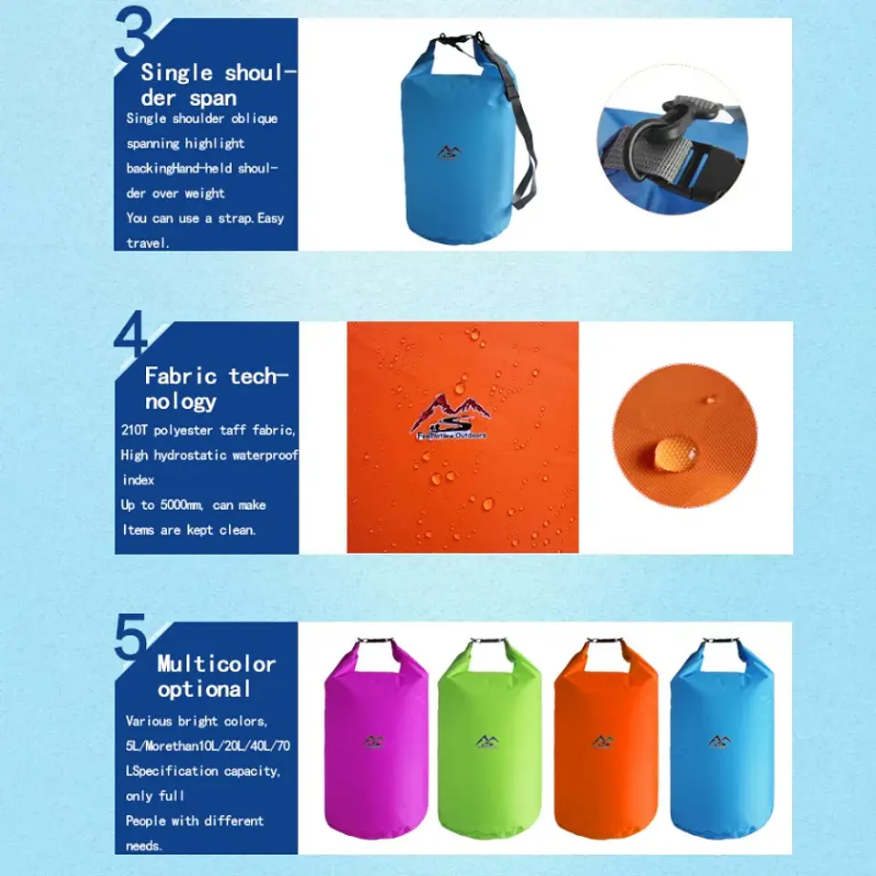 Bolsa Seca Impermeable de Gran Capacidad para Camping, Kayak, Rafting y Trekking 5