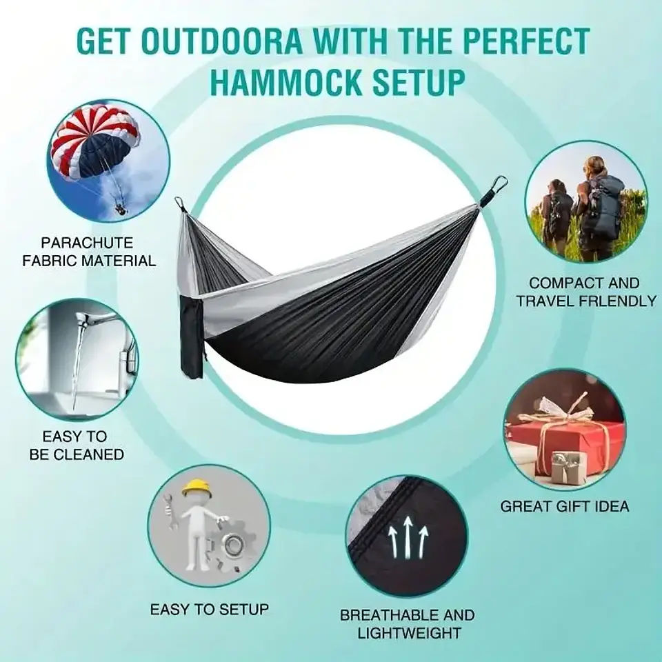 Hamaca Doble Portátil para Camping y Outdoor – Ligera y Autosoportada 6