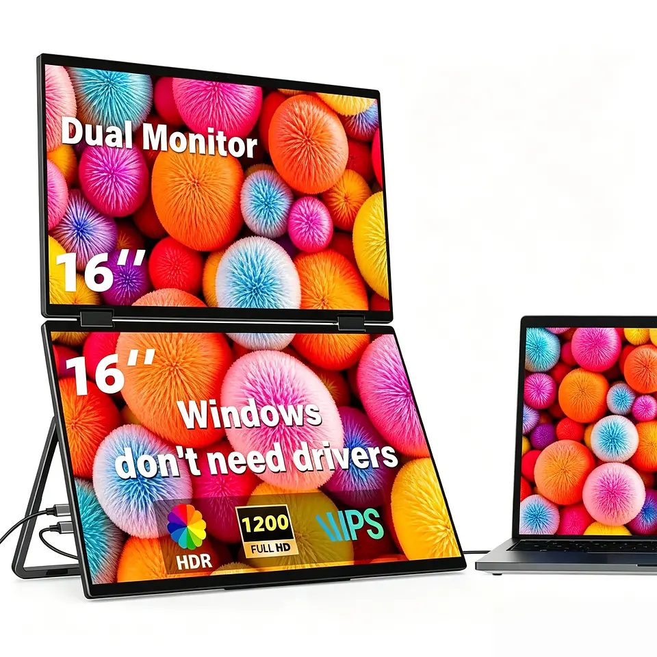 Extensor de Pantalla Dual Portátil 16” para Notebook Full HD 1920×1200 USB-C y HDMI 7