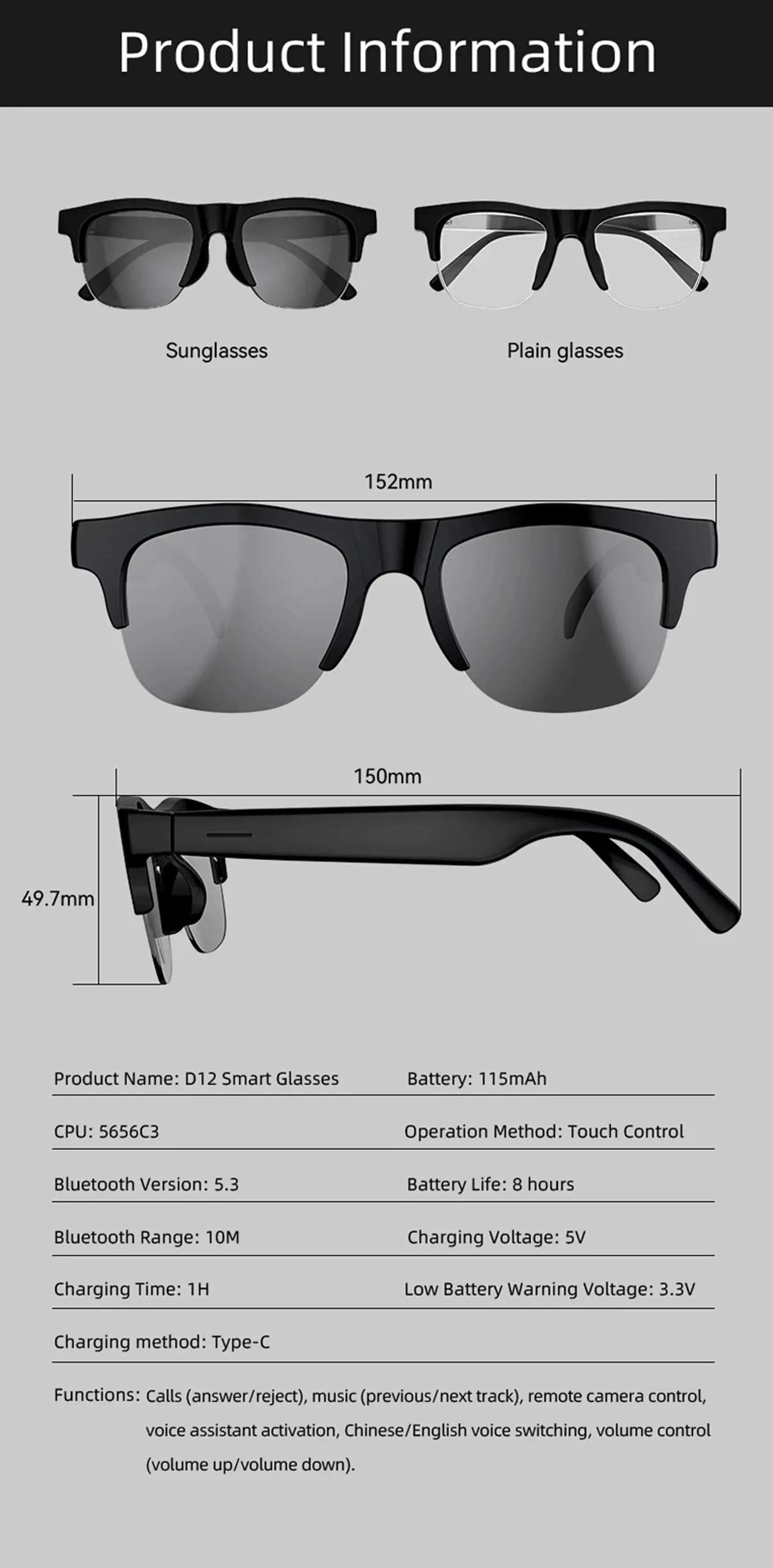 Lentes Inteligentes con IA, Bluetooth y Llamadas Manos Libres 10