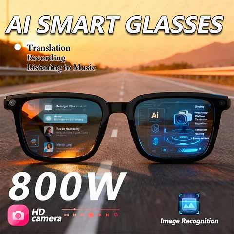 Lentes Inteligentes con IA, Cámara HD, Traducción y Bluetooth