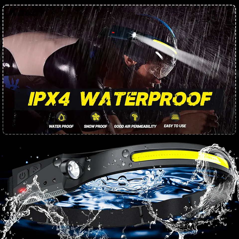 Linterna Frontal LED COB Recargable con Sensor y Luz Amplia 6