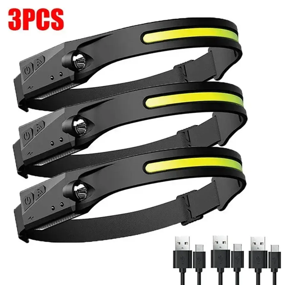 Linterna Frontal LED COB Recargable con Sensor y Luz Amplia 7