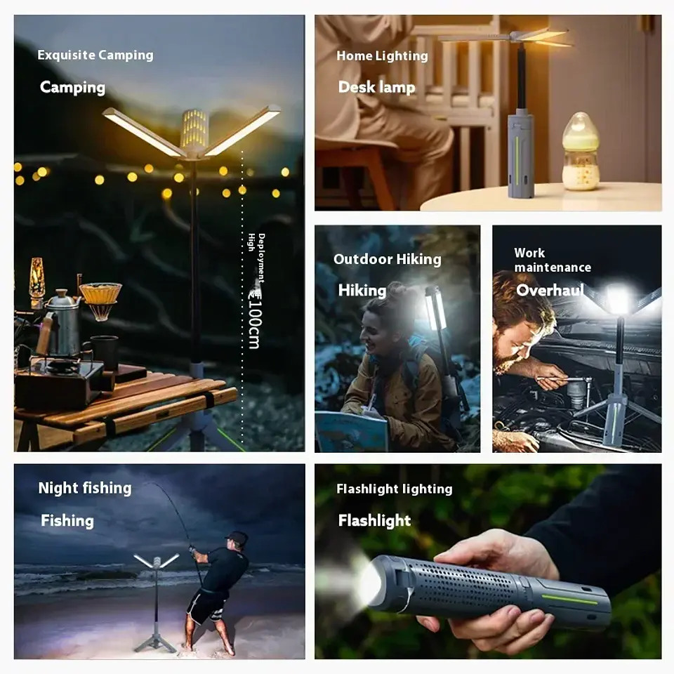 Lámpara Telescópica LED para Camping Recargable 8000 mAh – 8 Modos 4