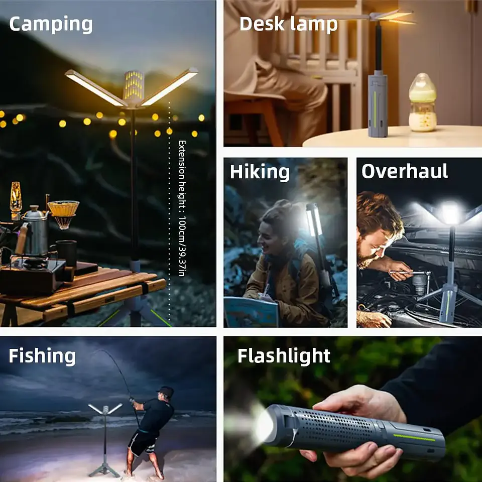 Lámpara Telescópica LED para Camping 8000 mAh con Trípode 2
