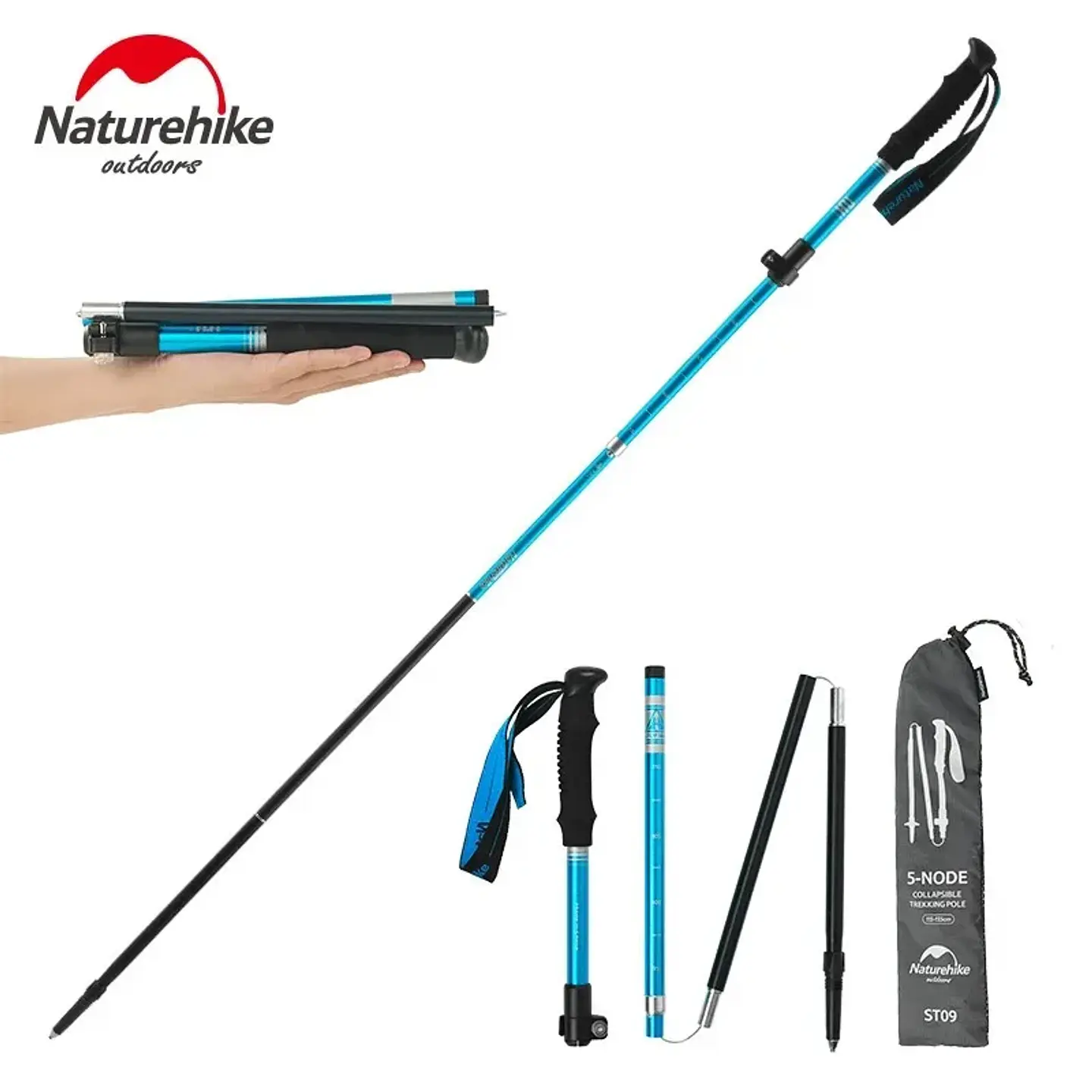 Bastones de trekking plegables Naturehike ST09 con empuñadura EVA 6