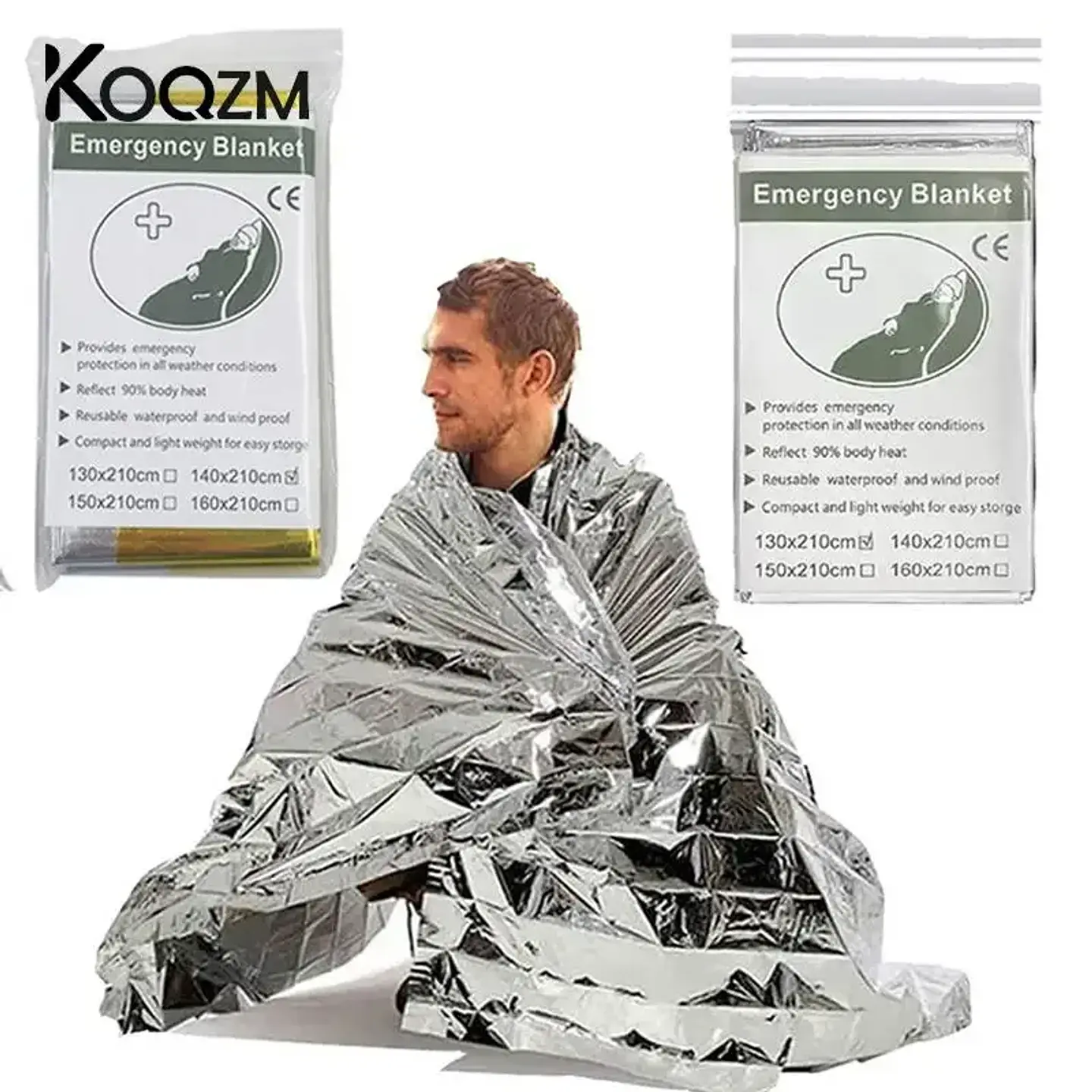 Manta térmica de emergencia 160 × 210 cm para camping y senderismo 1