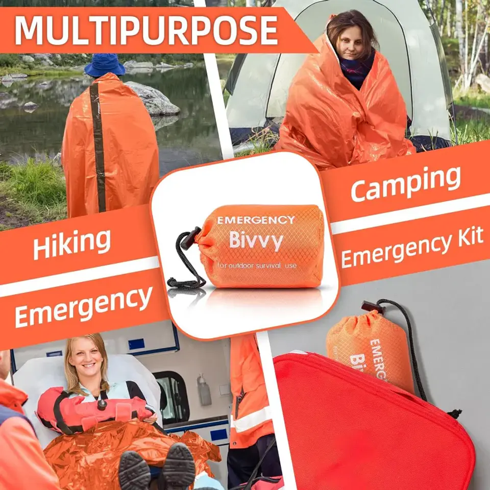 Saco térmico de emergencia compacto para camping y senderismo 6