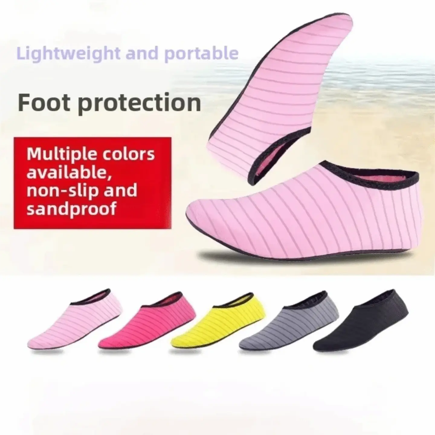 Zapatos acuáticos ligeros con suela de goma para playa y piscina 1