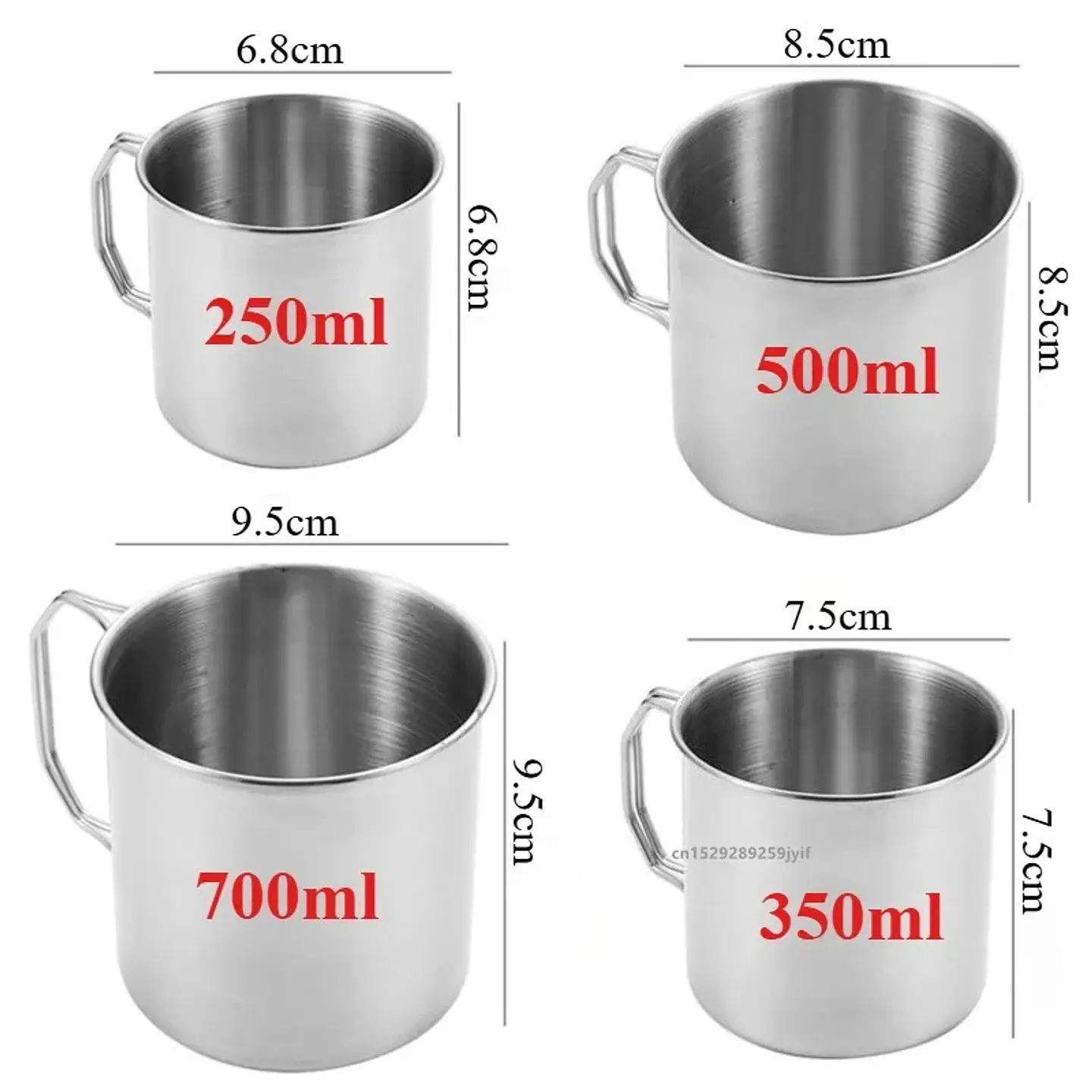 Taza de acero inoxidable con asa plegable para camping 2