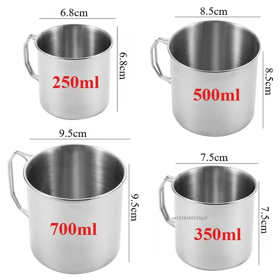 Taza de acero inoxidable con asa plegable para camping 2