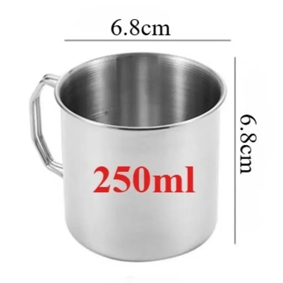 Taza de acero inoxidable con asa plegable para camping 7