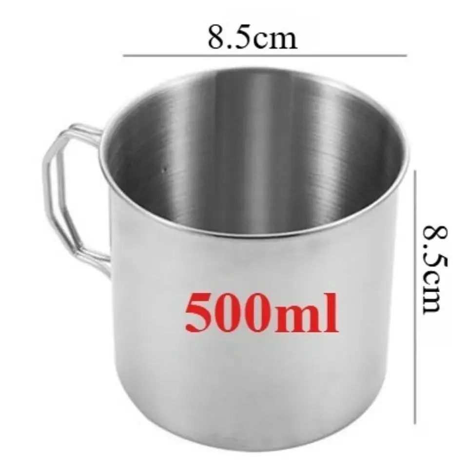 Taza de acero inoxidable con asa plegable para camping 9