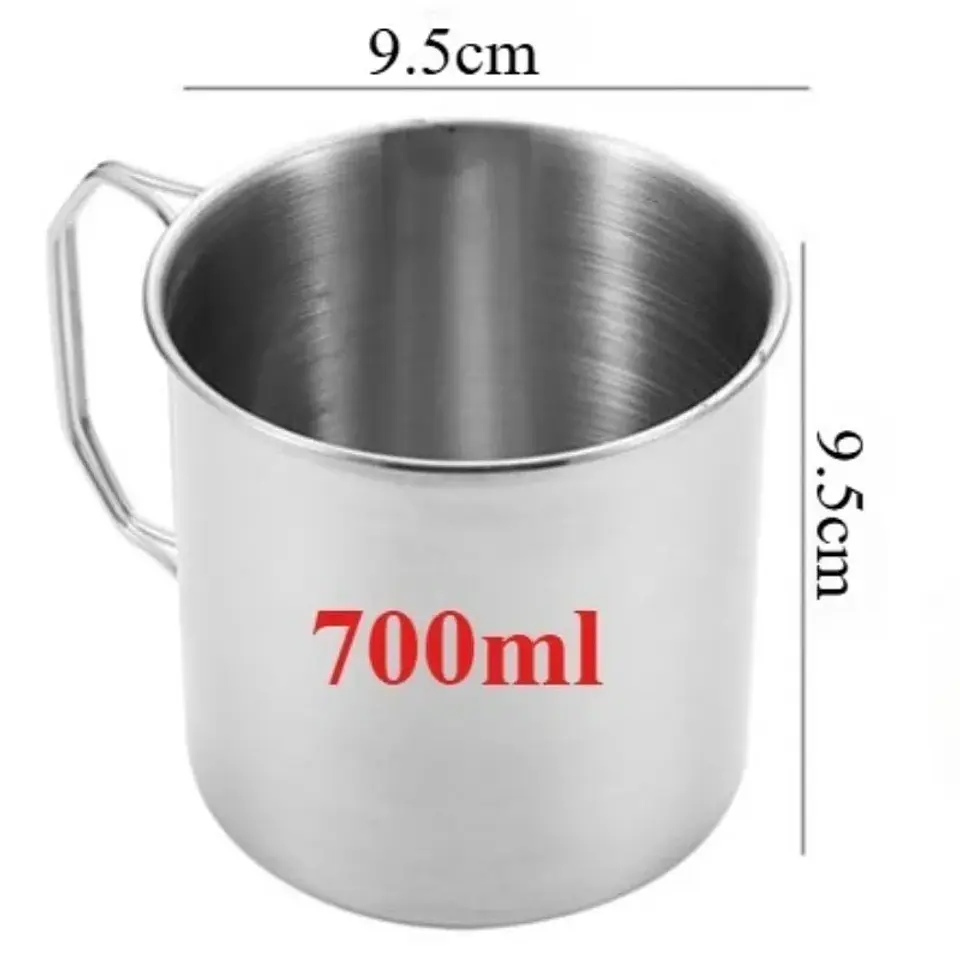 Taza de acero inoxidable con asa plegable para camping 10