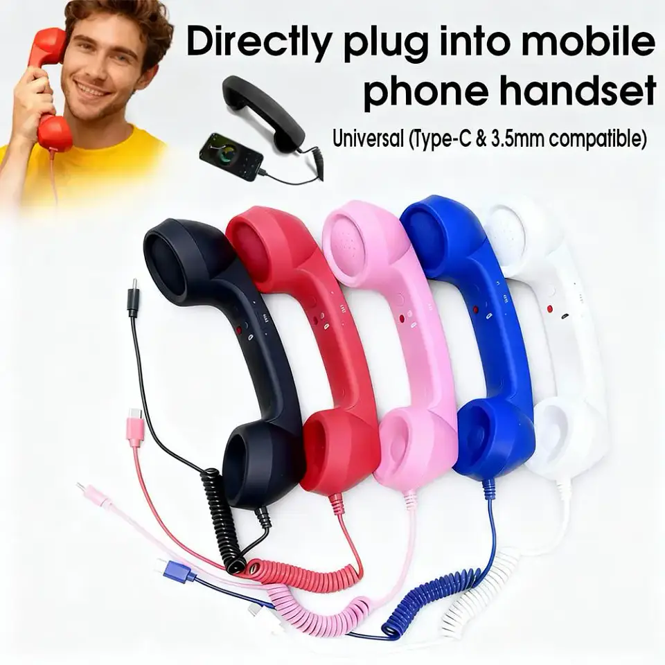 Auricular telefónico retro con cable para celular — USB-C o 3,5 mm 1