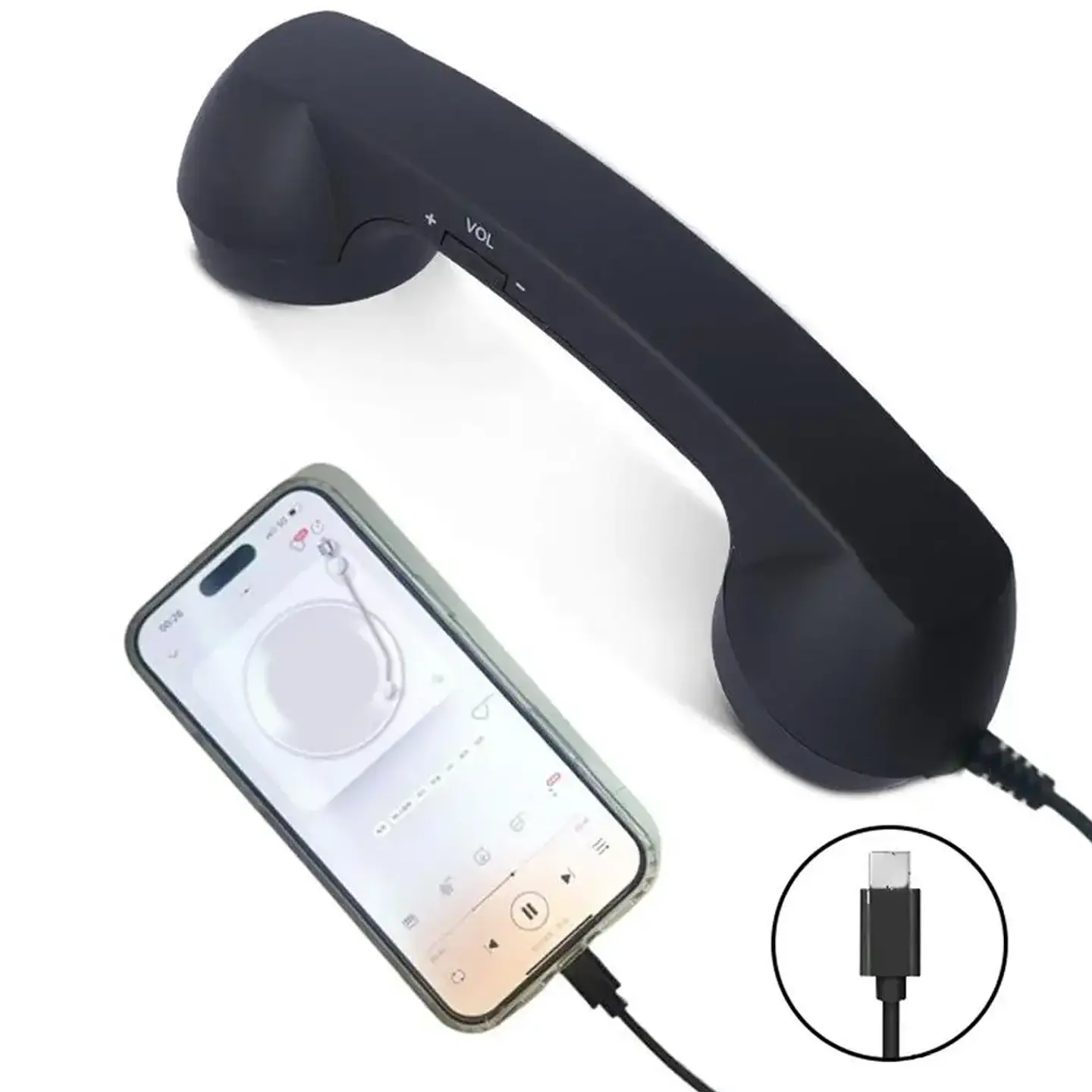 Auricular telefónico retro con cable para celular — USB-C o 3,5 mm 12
