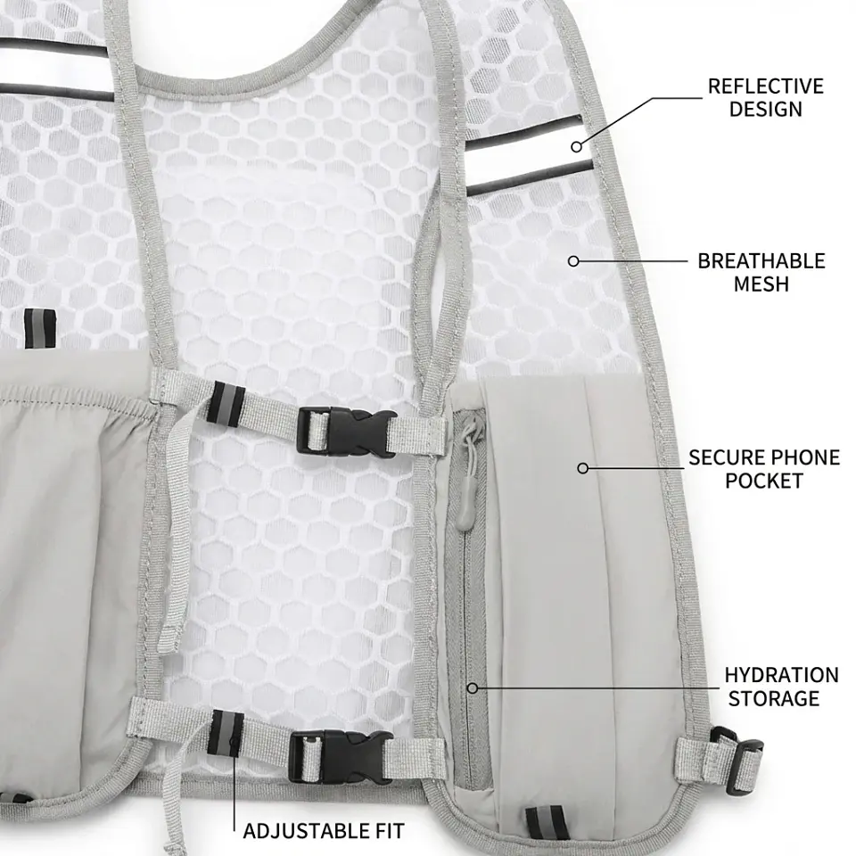 Chaleco Deportivo Reflectante para Running con Bolsillos y Sistema de Hidratación 4