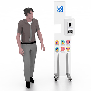 TOTEM ACRILICO CON DISPENSADOR Y TERMOMETRO 1