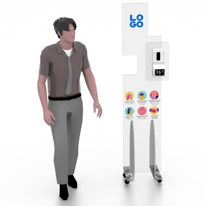 TOTEM ACRILICO CON DISPENSADOR Y TERMOMETRO 1 1