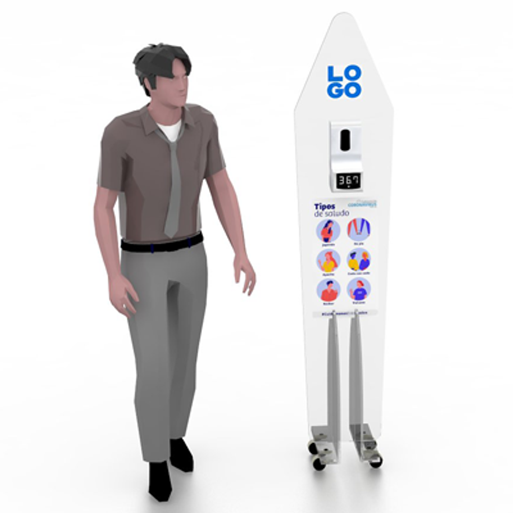 TOTEM ACRILICO CON DISPENSADOR Y TERMOMETRO 2 1