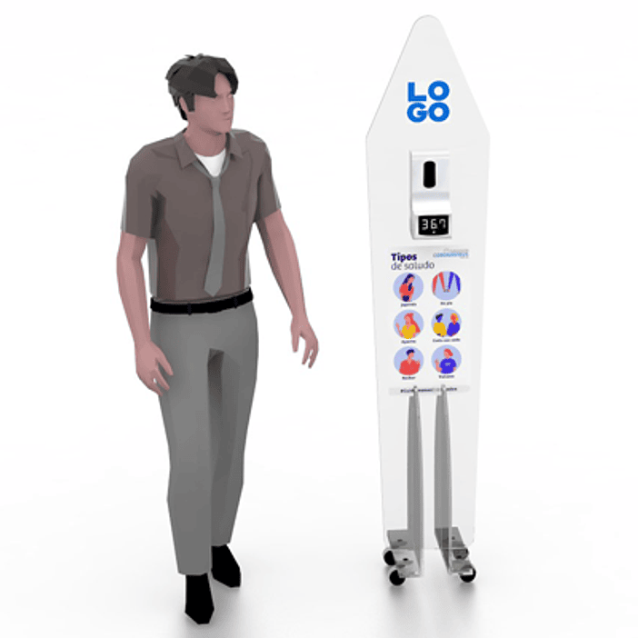 TOTEM ACRILICO CON DISPENSADOR Y TERMOMETRO 2 1