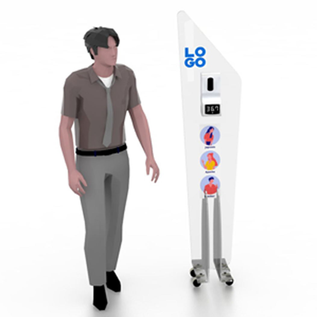 TOTEM ACRILICO CON DISPENSADOR Y TERMOMETRO 3 1