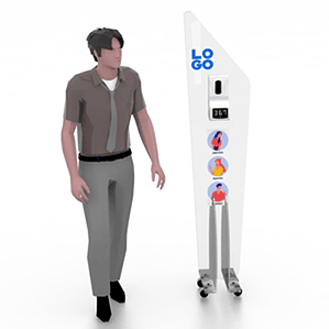 TOTEM ACRILICO CON DISPENSADOR Y TERMOMETRO 3