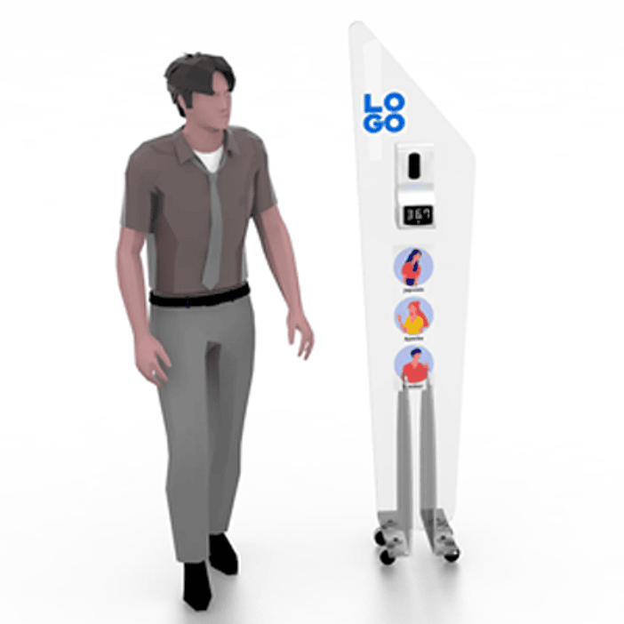 TOTEM ACRILICO CON DISPENSADOR Y TERMOMETRO 3 1