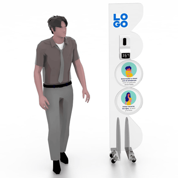 TOTEM ACRILICO CON DISPENSADOR Y TERMOMETRO 4 1