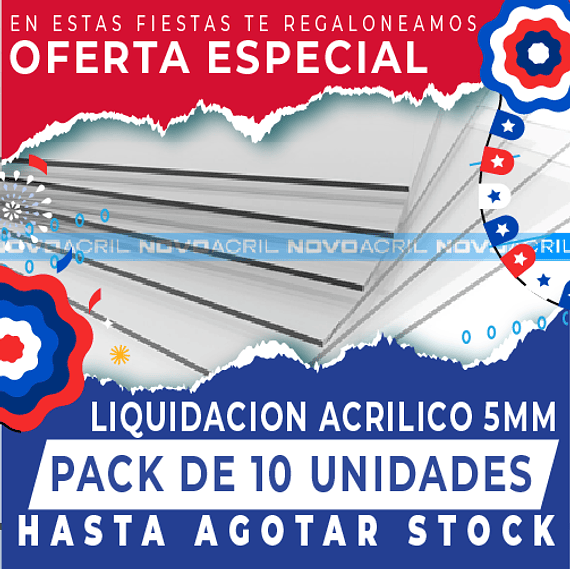 PACK 10 ACRÍLICO TRANSPARENTE TRADICIONAL 5MM