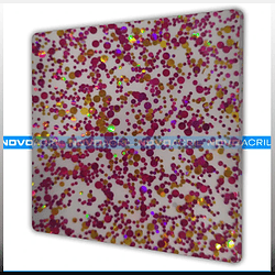 ACRILICO GLITTER CONFETTI  DOTS PINK GOLD NOVO 3MM