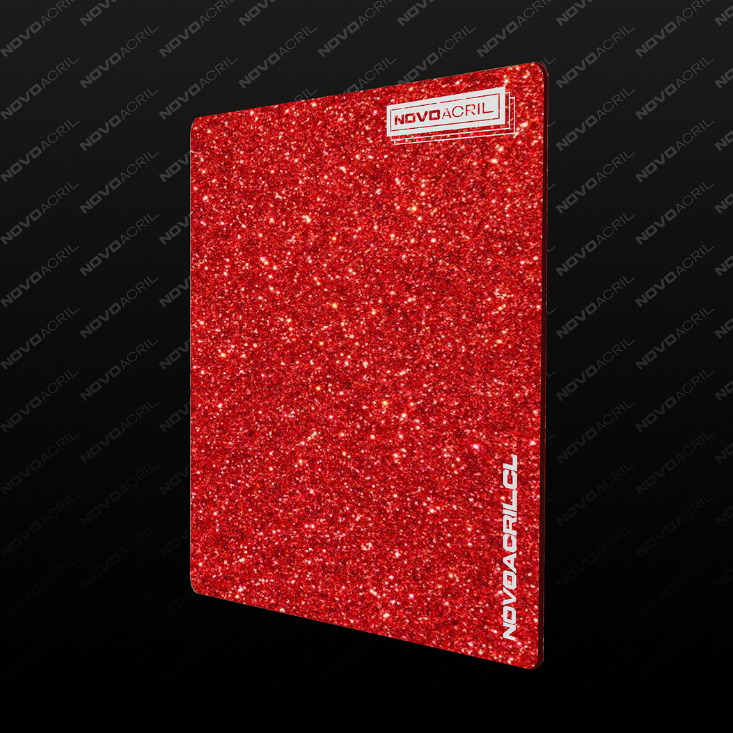 ACRILICO  GLITTER RED GOLD NOVO 3MM 1
