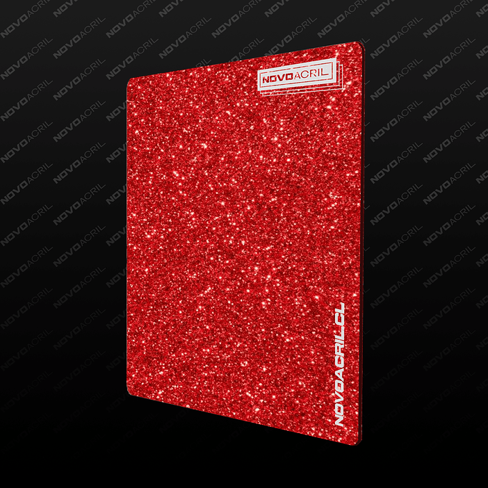 ACRILICO  GLITTER RED GOLD NOVO 3MM 1