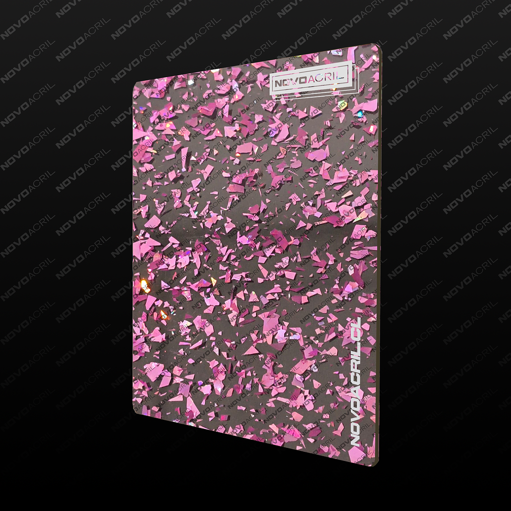 ACRILICO GLITTER CONFETTI FLAKE PINK NOVO 3MM 1