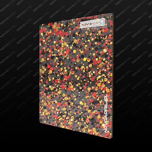 ACRILICO GLITTER CONFETTI  DOTS BLACK RED GOLD NOVO 3MM