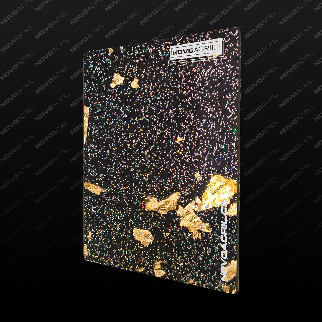 ACRILICO GLITTER GOLD FOIL RAINBOW CLEAR NOVO 3MM 1