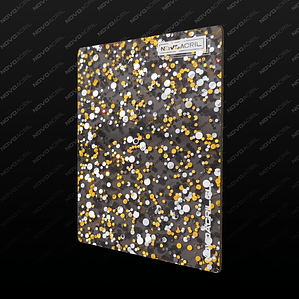 ACRILICO GLITTER CONFETTI  DOTS BLACK WHITE GOLD