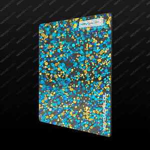 ACRILICO GLITTER CONFETTI  DOTS BLUE GOLD