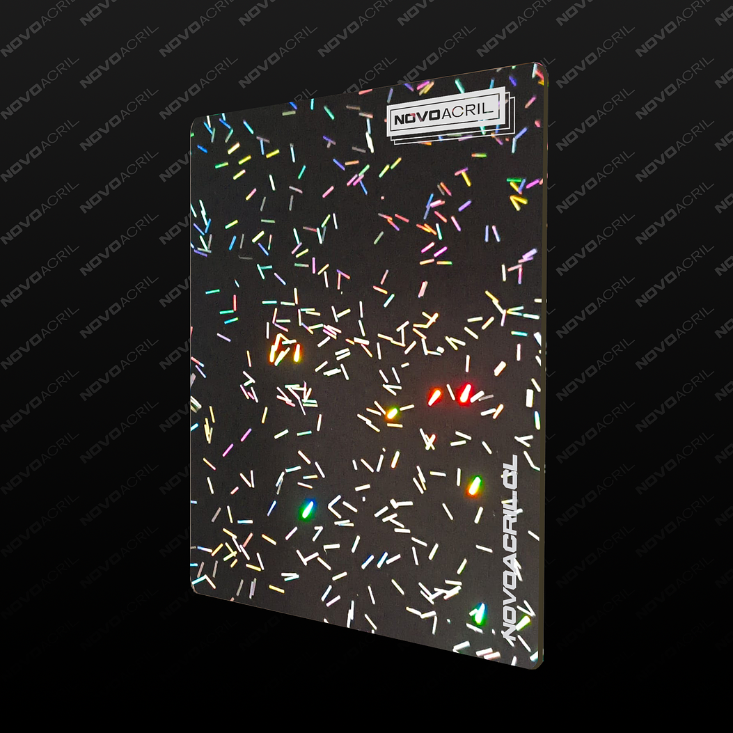 ACRILICO GLITTER NOVO CONFETTI RAINBOW BLACK - BICOLOR 1