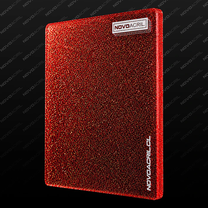 ACRILICO  GLITTER RED GOLD NOVO 3MM 1