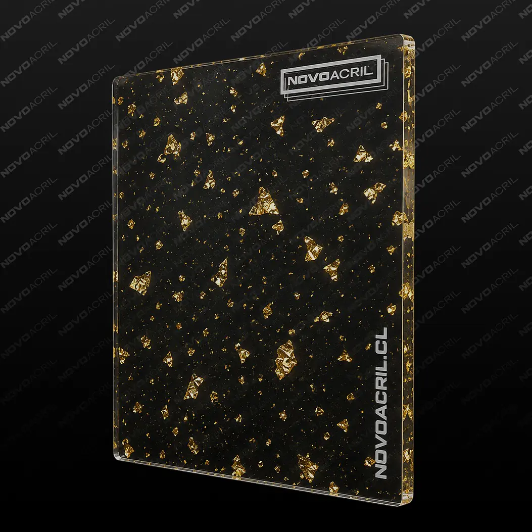 ACRILICO GLITTER FOIL GOLD CLEAR NOVO 3MM 1