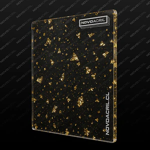 ACRILICO GLITTER FOIL GOLD CLEAR NOVO 3MM