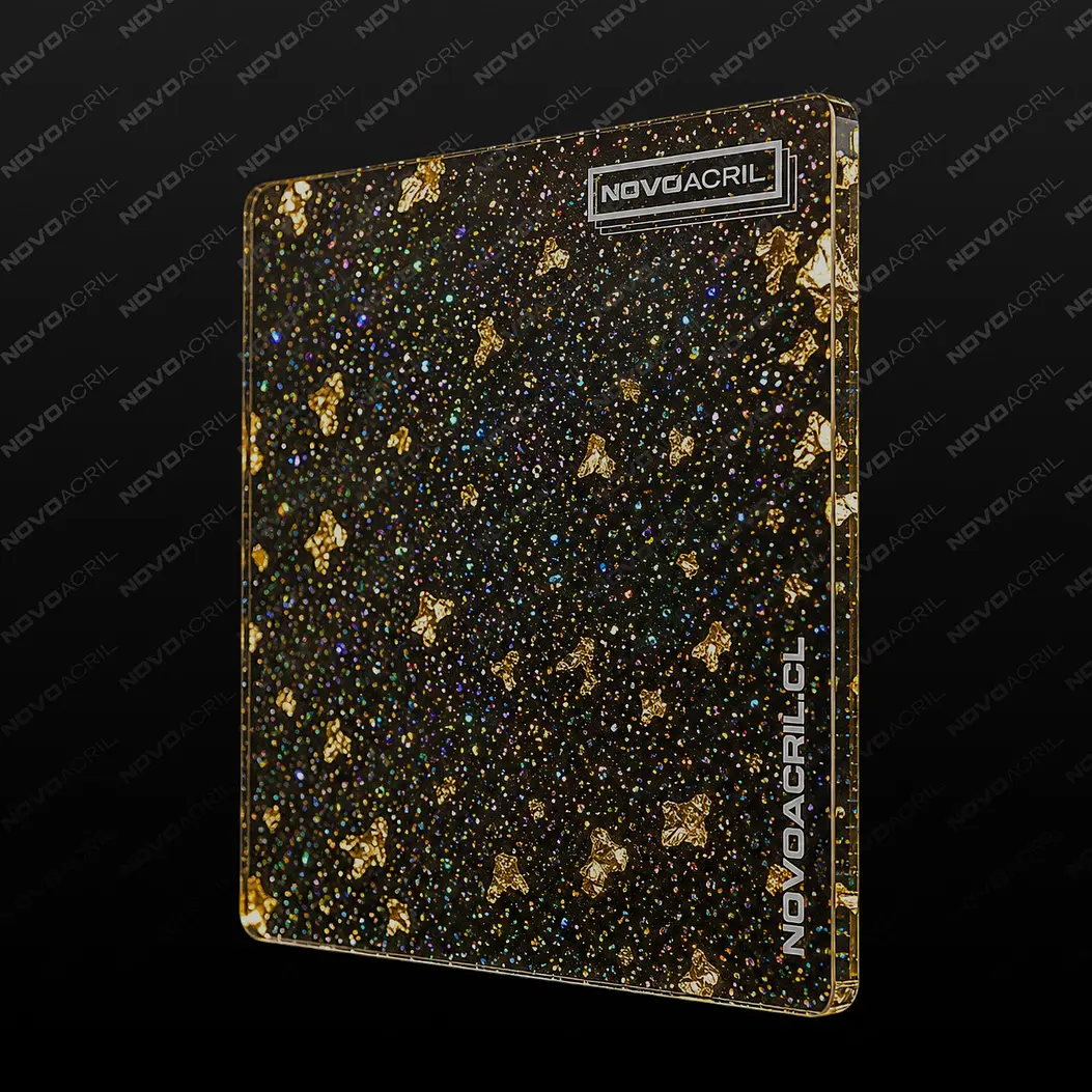 ACRILICO GLITTER GOLD FOIL RAINBOW CLEAR NOVO 3MM 1