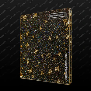 ACRILICO GLITTER GOLD FOIL RAINBOW CLEAR NOVO 3MM