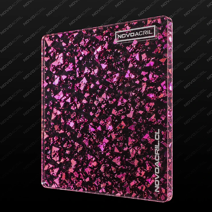 ACRILICO GLITTER CONFETTI FLAKE PINK NOVO 3MM 1