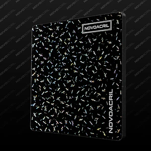 ACRILICO GLITTER CONFETTI RAINBOW BLACK - BICOLOR NOVO 3MM